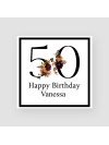 50th Floral Numbers Birthday Card 