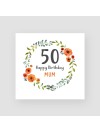 50th Floral Wreath Birthday Card