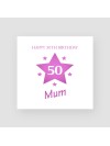 50th Big Pink Star Birthday Card
