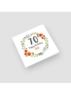 70th Floral Wreath Birthday Card