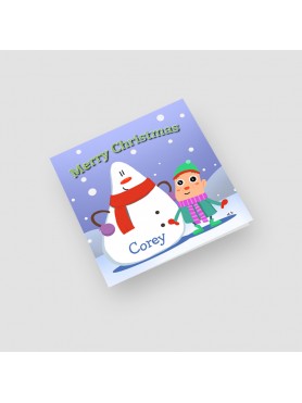 Boy Snowman Christmas Card
